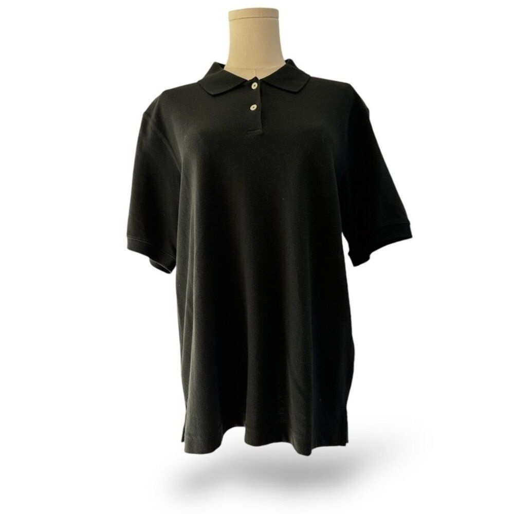 ASHWORTH Black Polo Golf Short Sleeve‎ Wm Sz L Preppy EUC